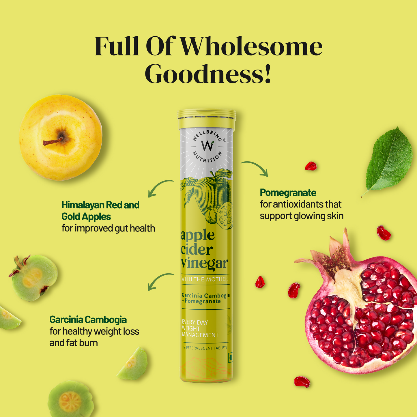Wellbeing Nutrition Apple Cider Vinegar with Garcinia Cambogia and Pomegranate