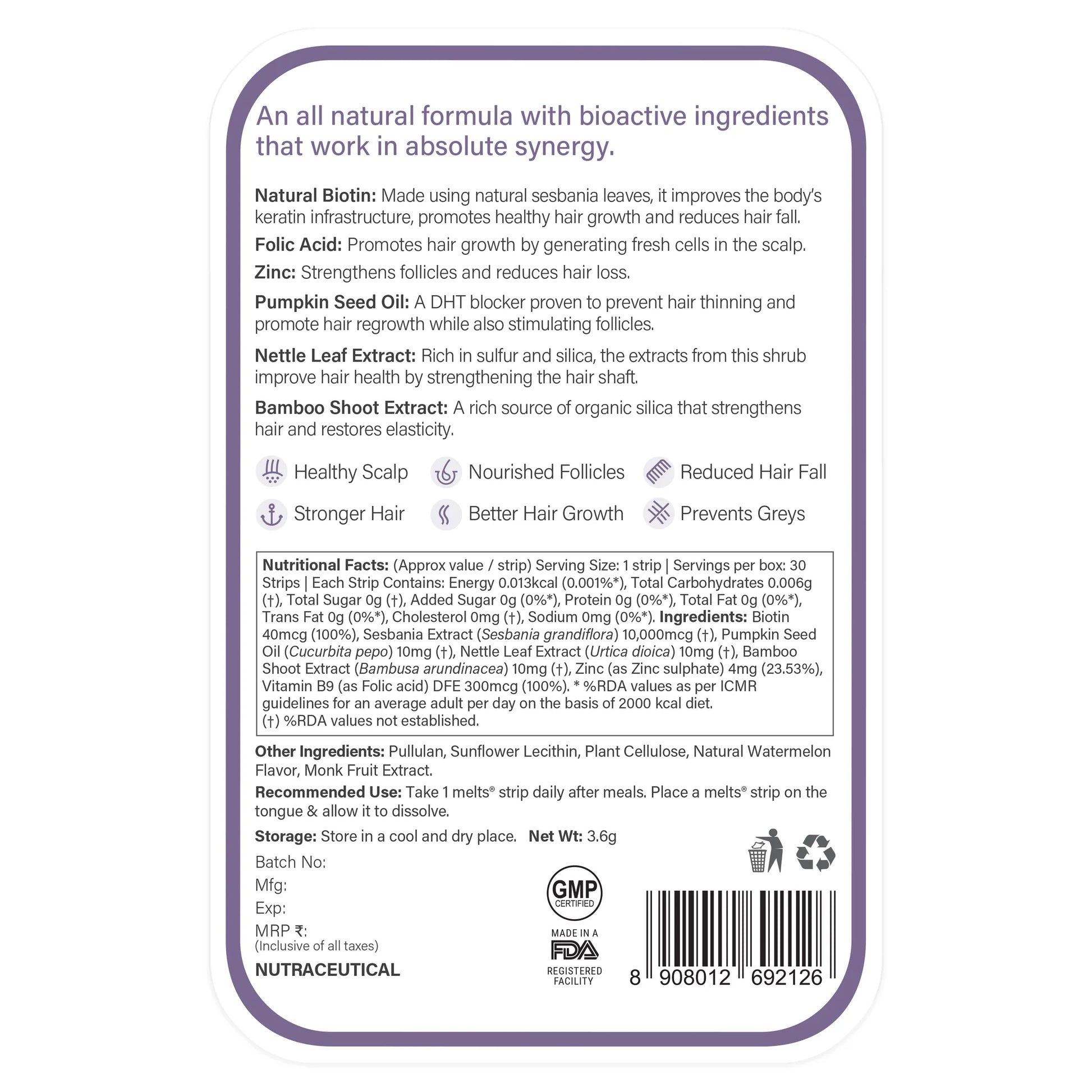 Wellbeing Nutrition Healthy Hair- Healthy Hair Oral Strips- Biotin Hair Growth Strips- Hair Fall Reduction Solution- Natural Hair Growth Supplement- Plant-Based Biotin for Hair- Strengthen Hair Follicles- Promote Keratin Bonding- Reduce Hair Fall Naturally- Nourish Hair from Within- Healthier, Stronger Hair- Prevent Hair Greying- Improve Scalp Health- melts® Healthy Hair Strips- Oral Dissolvable Hair Supplements- 100% Bioavailable Hair Vitamins- Zero Sugar Hair Care Strips- Clinically Proven Hair Growth Str